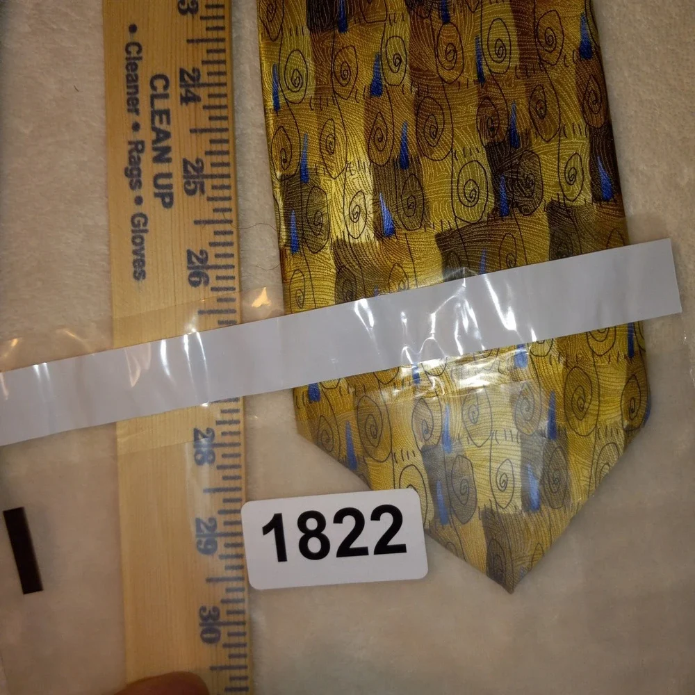 J Garcia Like A Twittering Machine Collection 10th Silk Tie Gold w/blue 173/1000